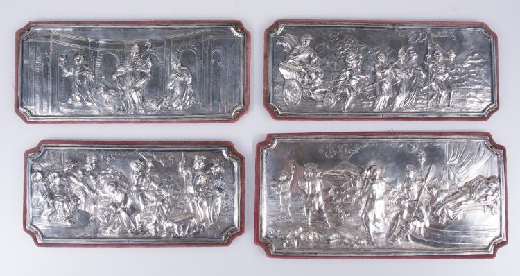 Conjunto de cuatro relieves en plata. Siglo XVII.
