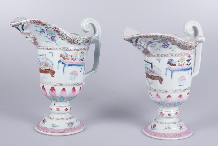 Espléndida pareja de jarras. Familia Rosa. Epoca Qianlong (1736 - 1795). Dinastía Qing.